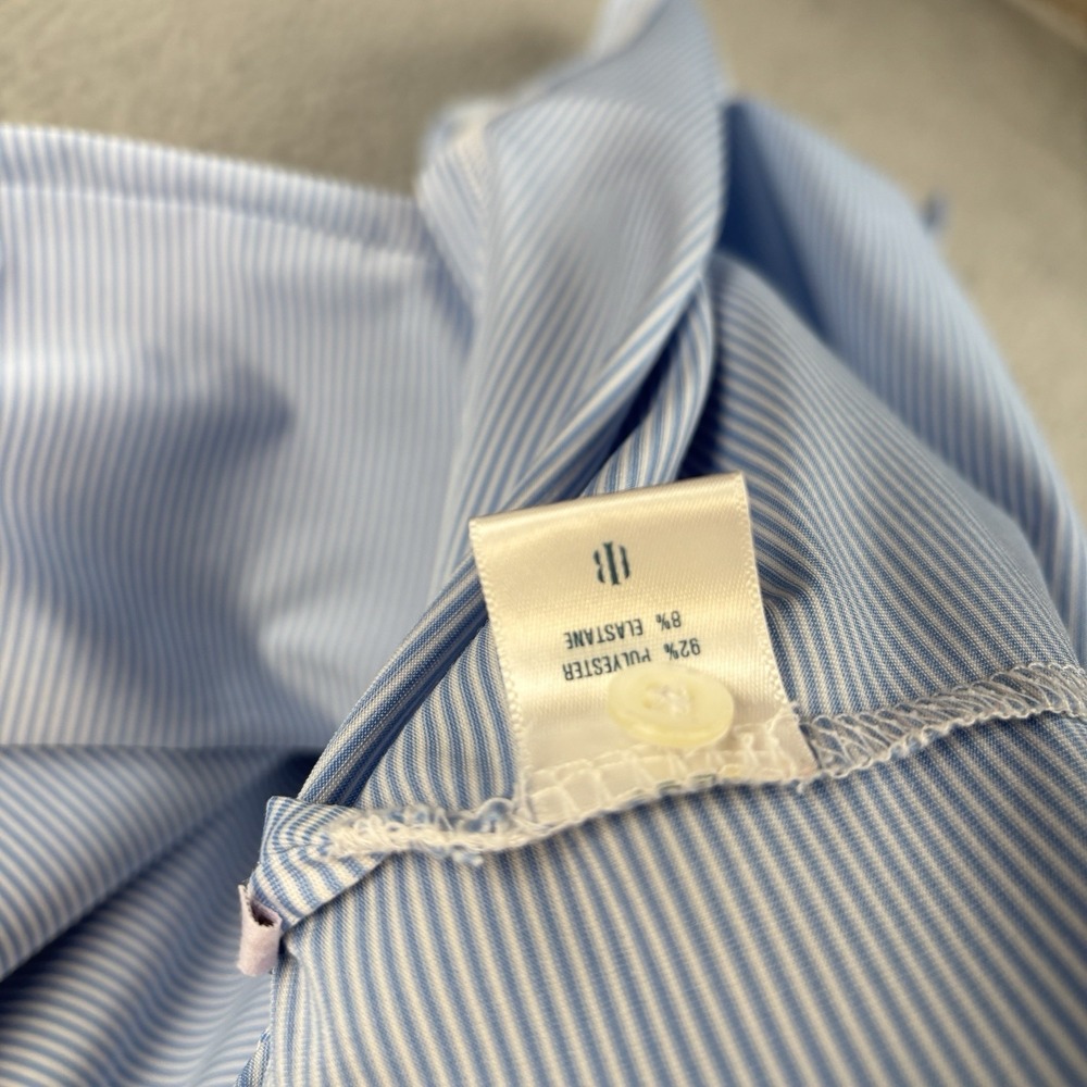 Holderness & Bourne Polo Shirt Men 2XL Blue White Striped Tailored Fit Golf - Picture 5 of 8